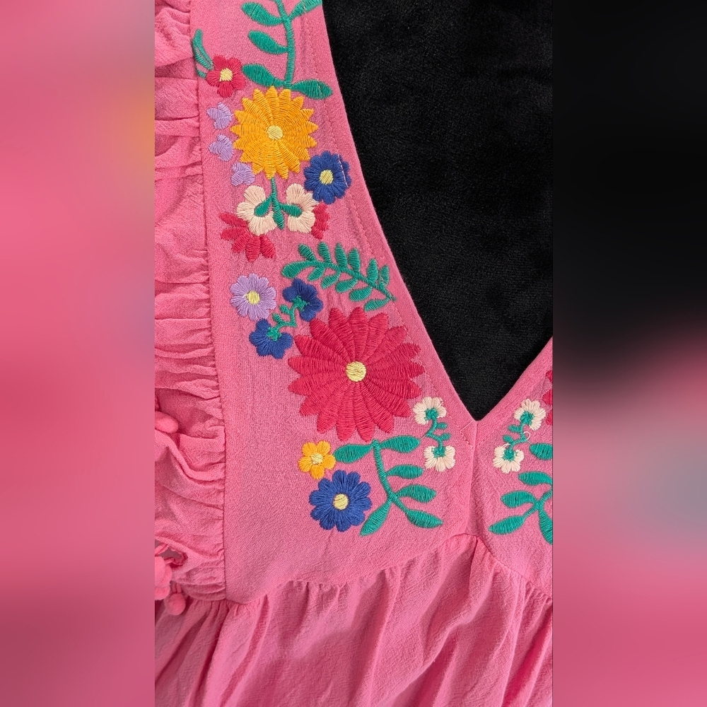 Pink Embroidered Ruffle Top - Picture 2 of 4
